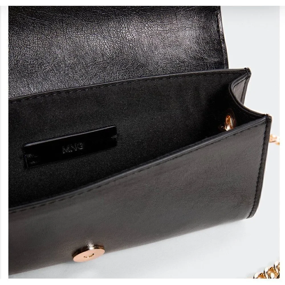 MANGO Quilted bag with chain handle in black NWT